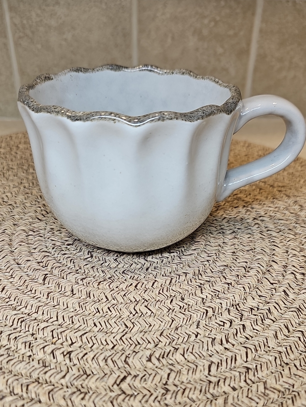 10oz Carved Edge Mug Sour Cream - Hearth & Hand™ with Magnolia